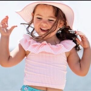 Ruffle Butts • Pink Seersucker Tankini Swim Top - 7